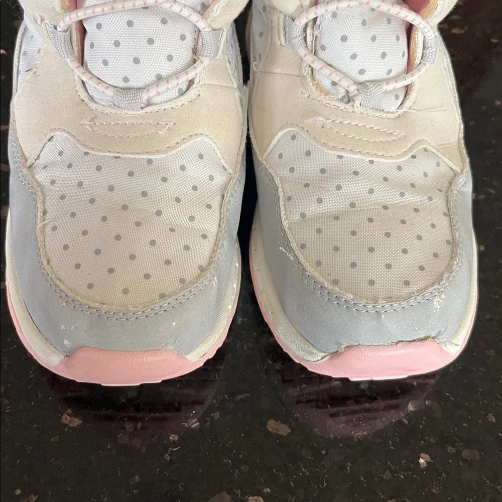 Girls Carter's Snow Boots - Pink and White with Gray Polka Dot